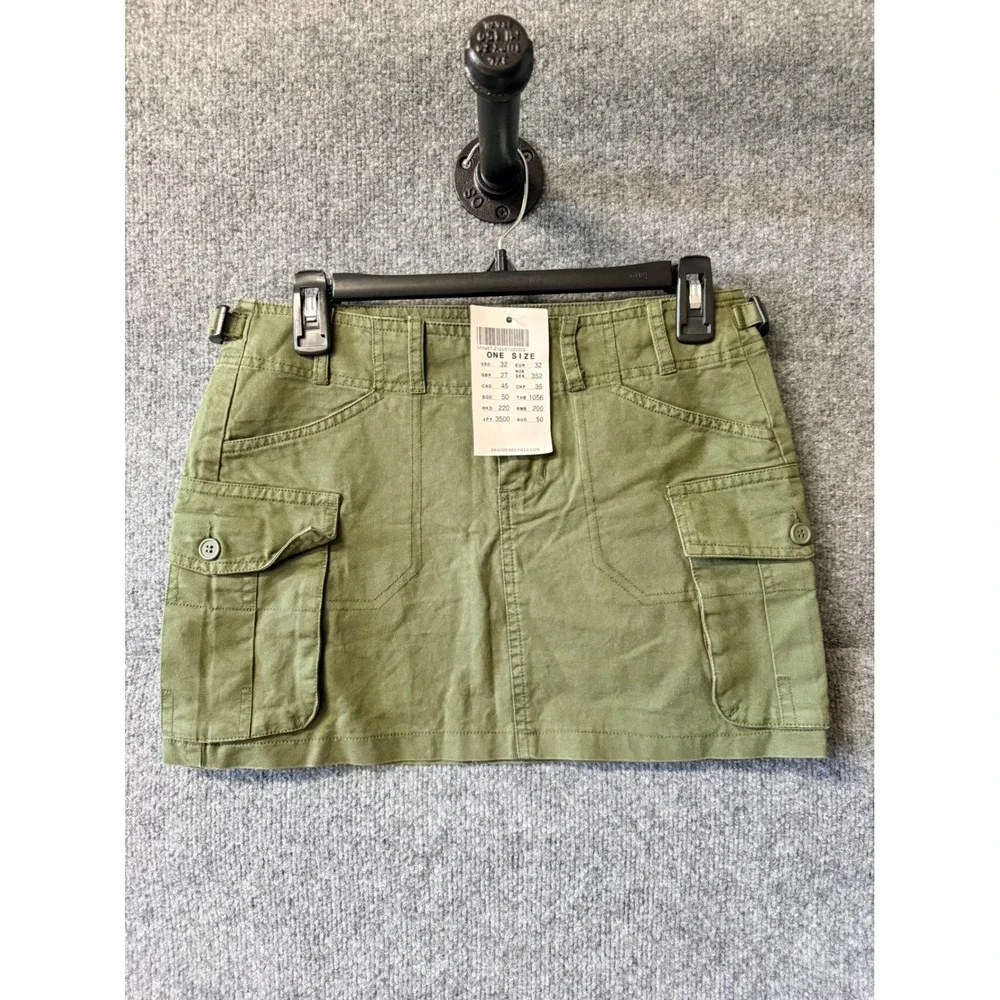 Brandy Melville Olive Green Cargo Mini‎ Skirt One Size MH457-Z120 Utility Mini